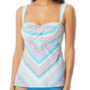 Coco Reef Convertible Swimsuit Tankini Top Summer White Blue Size 32 34D NEW